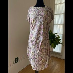 Nine West Reptile Print Ruched Dress - Large. NWT